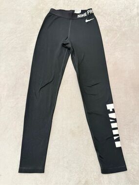 Nike Pro Dri-FIT Black Chevron Pattern Graphic Leggings Women's Size Small S